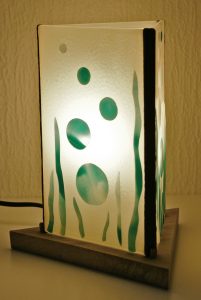 Lampe "Aqua" verre fusionné 3 faces