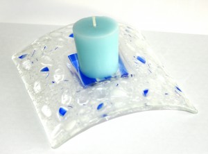Bougeoir "Blue ice" 13 x 13 cm